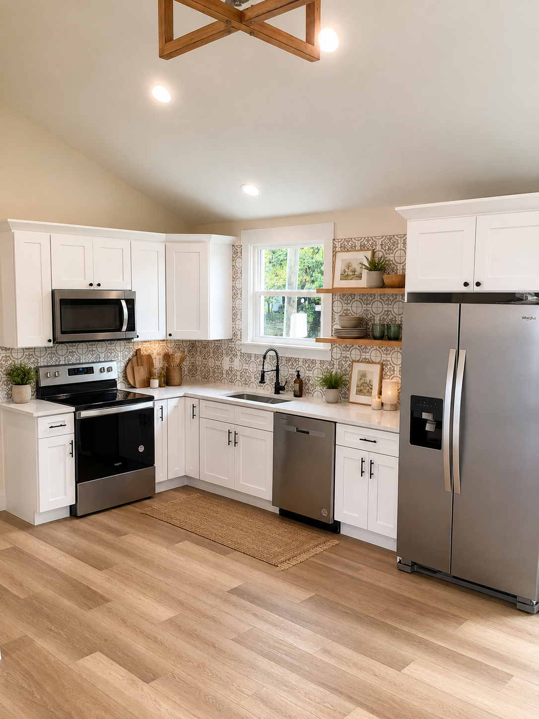 Bright kitchen with white cabinetry at Grove on Okaloosa